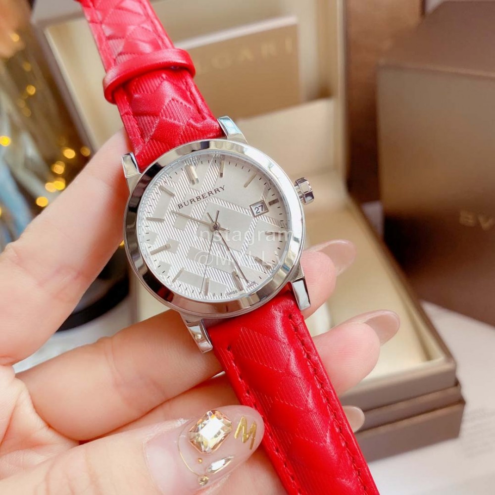 Burberry 34mm Dial Quartz Watch For Women Red