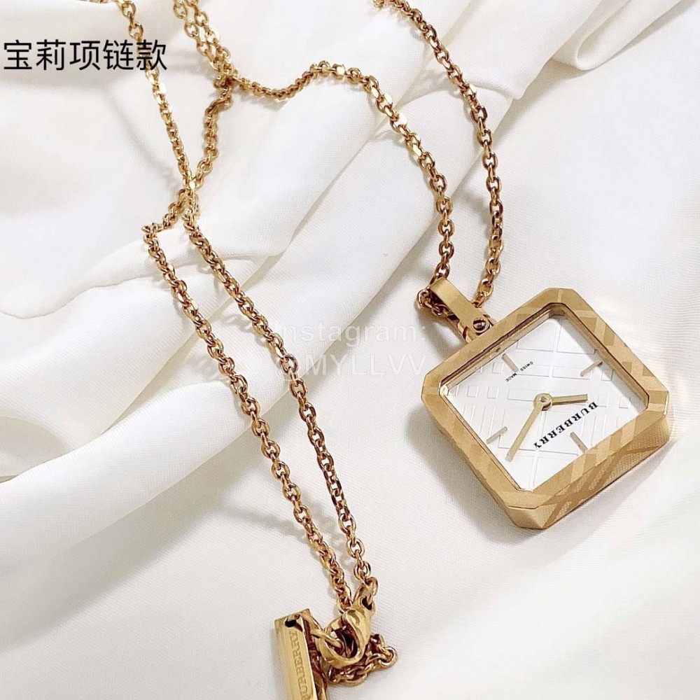 Burberry Fashion Watch Necklace Gold