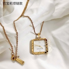 Burberry Fashion Watch Necklace Gold