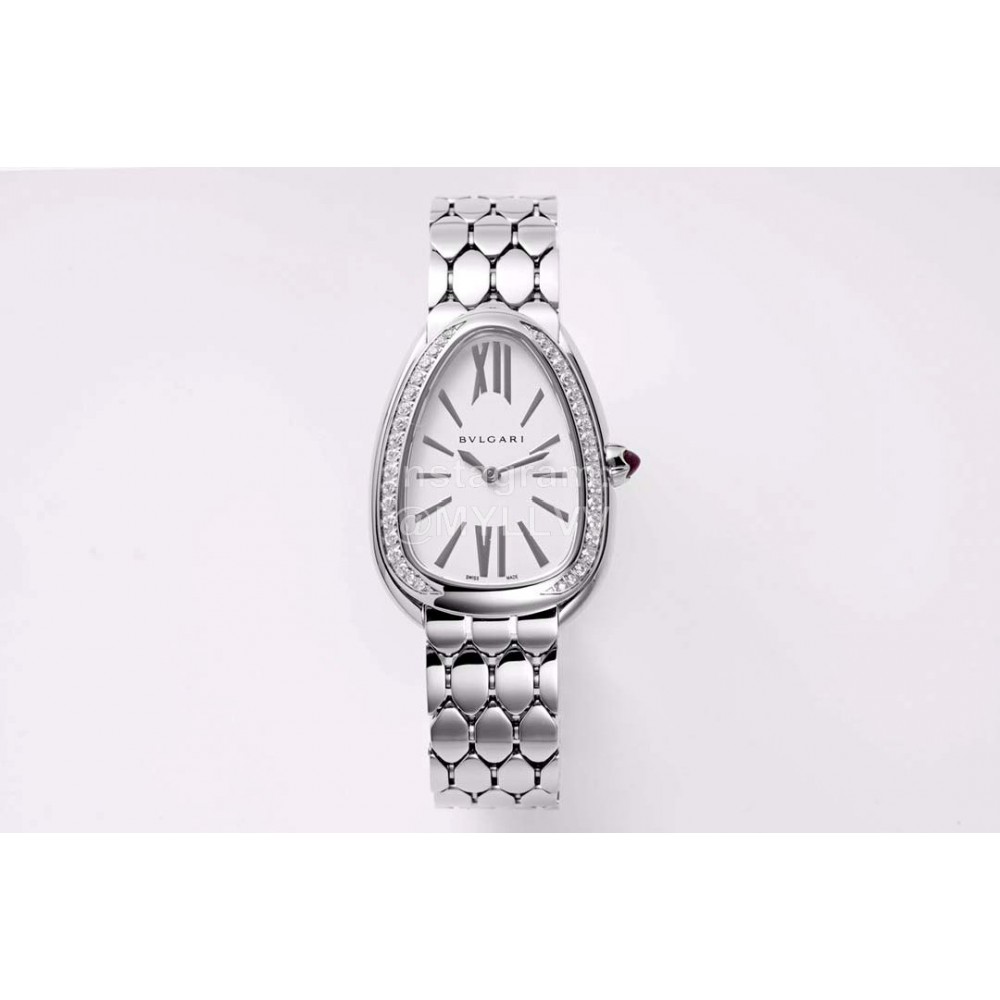 Bvlgari Serpenti Seduttori 30m Waterproof Diamond Watch Silver