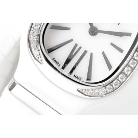 Bvlgari Diamond Serpenti Tubogas Ceramic Watch For Women White