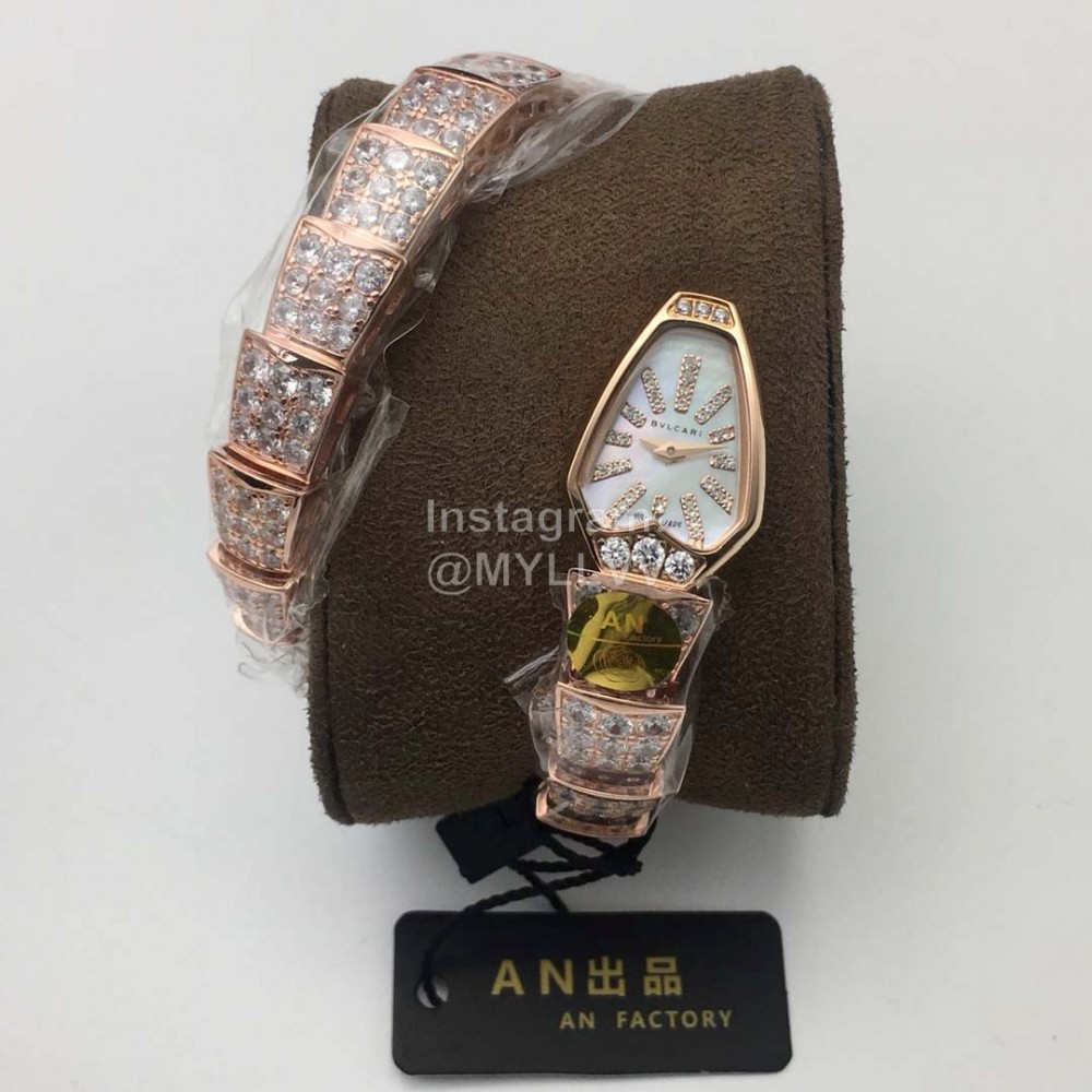 Bvlgari An Factory Diamond Quartz Watch For Women Rose Gold
