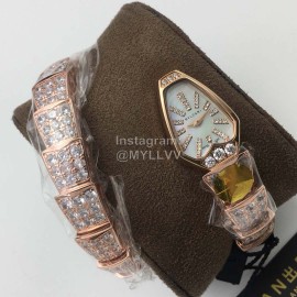 Bvlgari An Factory Diamond Quartz Watch For Women Rose Gold