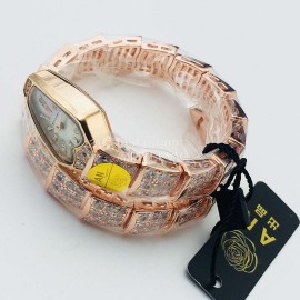 Bvlgari An Factory Diamond Quartz Watch For Women Rose Gold