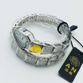 Bvlgari An Factory Diamond Quartz Watch For Women Silver