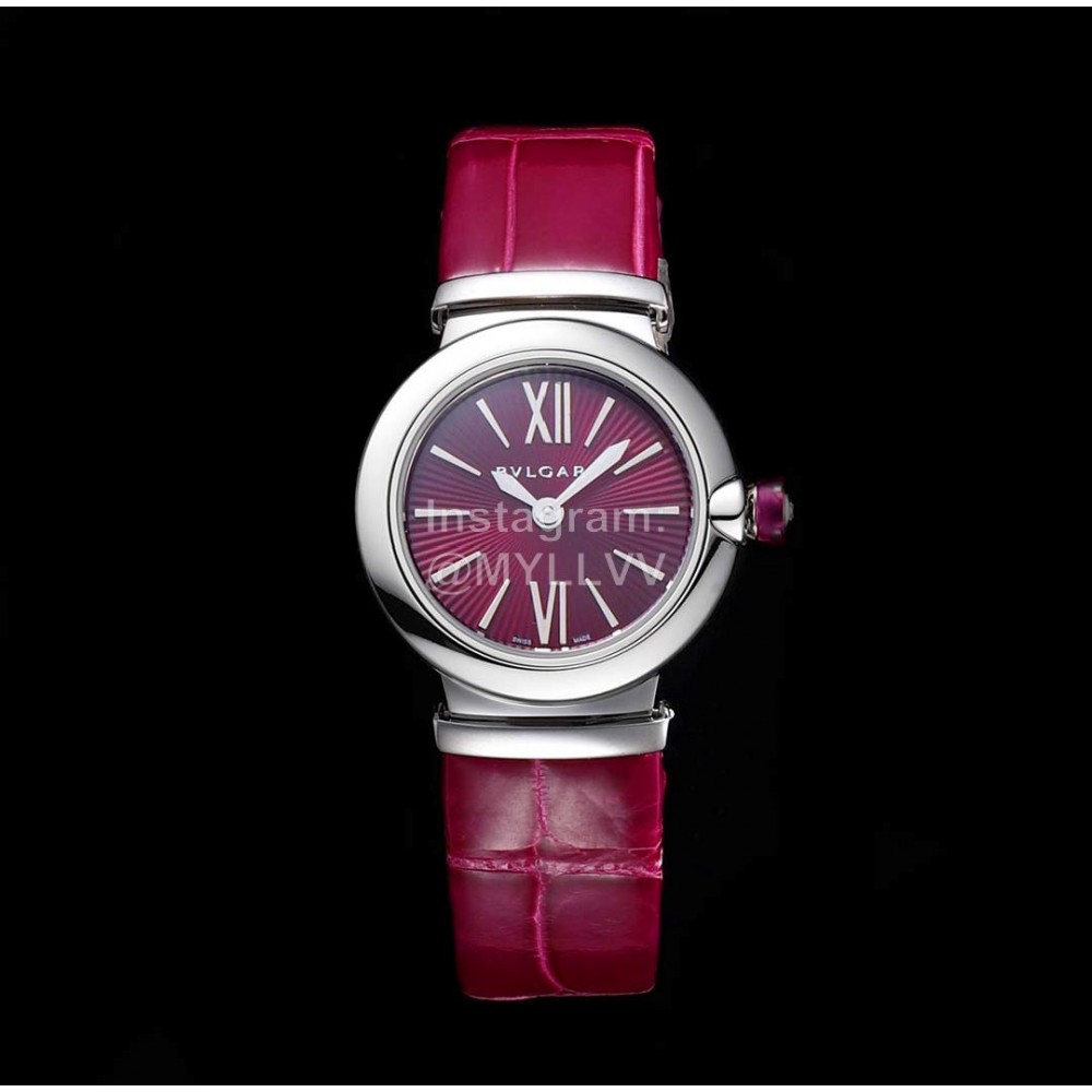 Bvlgari An Factory 28mm Dial Watch For Women Wine Red