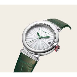 Bvlgari Lvcea Sapphire Crystal Diamond Watch Green