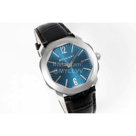 Bvlgari Octo Roma 41mm Dial Leather Strap Watch For Men Blue