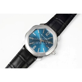 Bvlgari Octo Roma 41mm Dial Leather Strap Watch For Men Blue