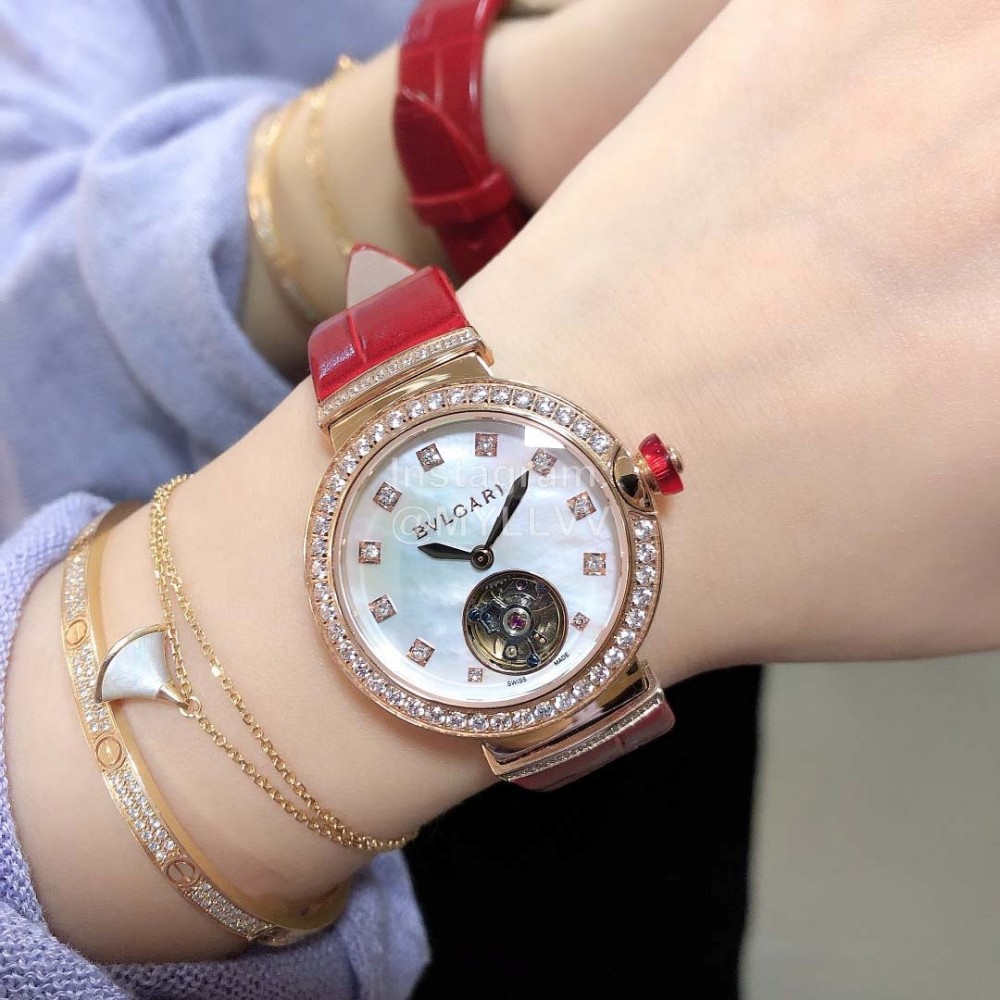 Bvlgari Lvcea Series Cowhide Strap Watch For Women