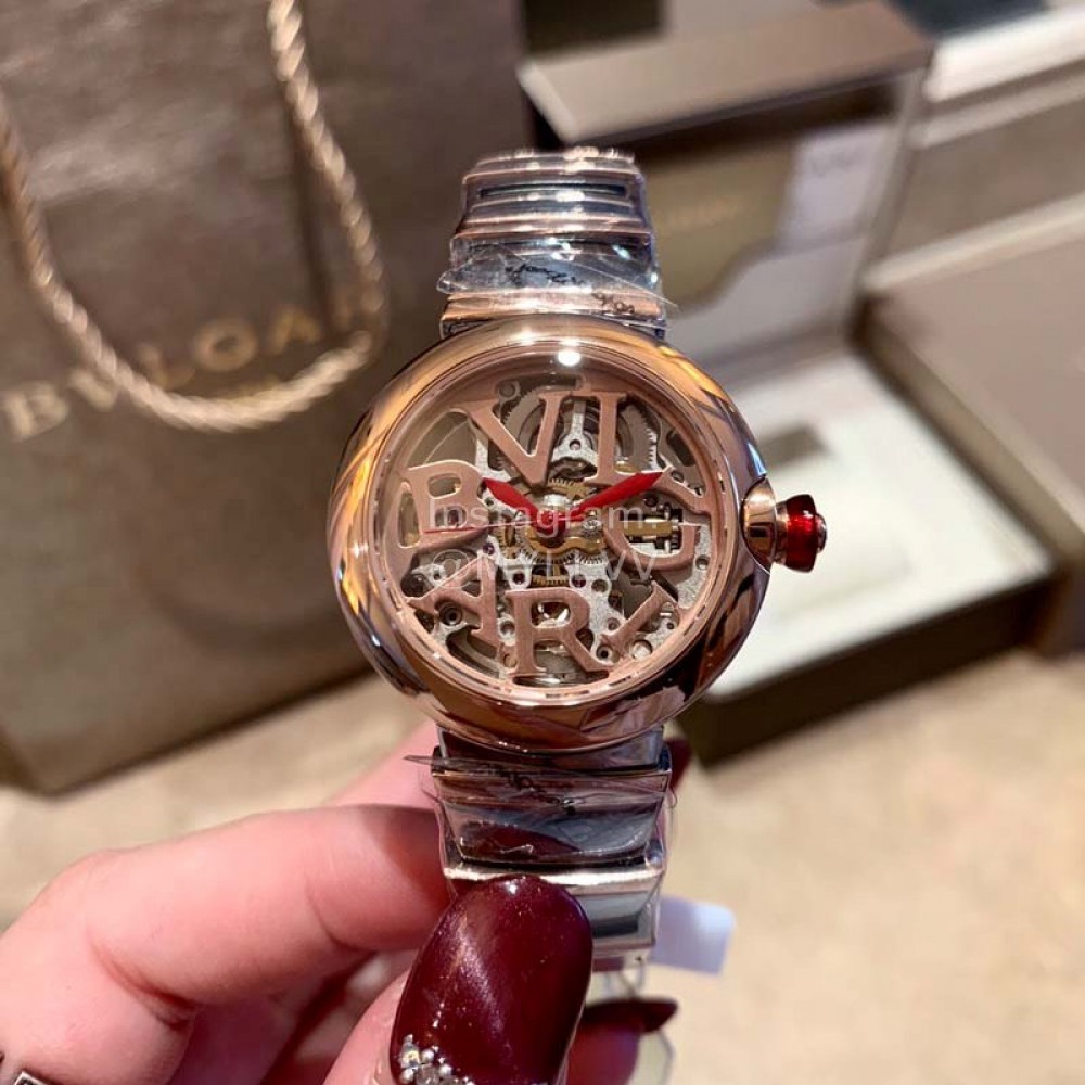 Bvlgari Letter Hollowed Out Design Mechanical Watch For Women