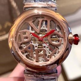 Bvlgari Letter Hollowed Out Design Mechanical Watch For Women