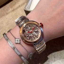 Bvlgari Letter Hollowed Out Design Mechanical Watch For Women