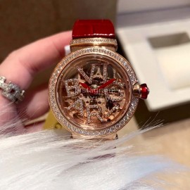 Bvlgari Letter Hollowed Out Design Diamond Mechanical Watch