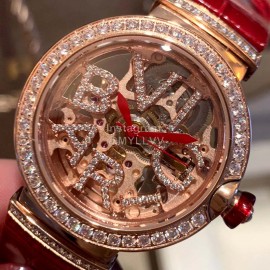 Bvlgari Letter Hollowed Out Design Diamond Mechanical Watch