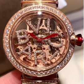 Bvlgari Letter Hollowed Out Design Diamond Mechanical Watch