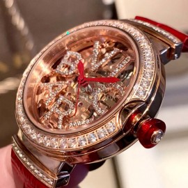 Bvlgari Letter Hollowed Out Design Diamond Mechanical Watch