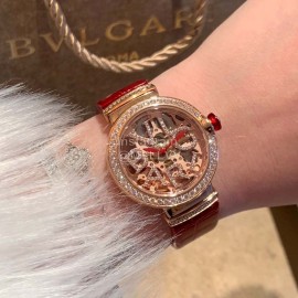 Bvlgari Letter Hollowed Out Design Diamond Mechanical Watch