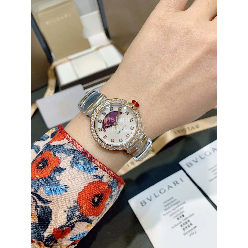 Bvlgari Blingbling Diamond 33mm Dial Lunar Watch Purple