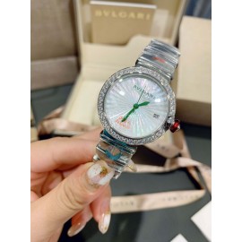 Bvlgari Calendar Steel Strap Diamond Watch 