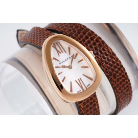 Bvlgari Serpenti Cowhide Strap Watch For Women Brown