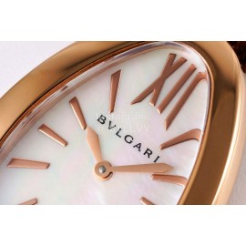 Bvlgari Serpenti Cowhide Strap Watch For Women Brown