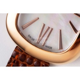 Bvlgari Serpenti Cowhide Strap Watch For Women Brown