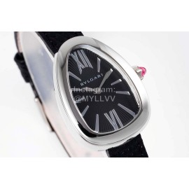 Bvlgari Serpenti Cowhide Strap Watch For Women Black