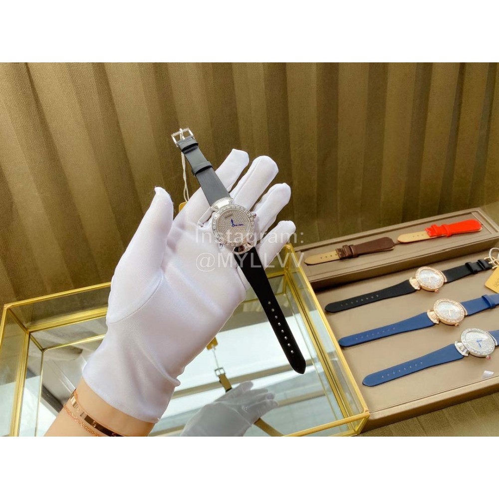 Bvlgari 36mm Diamond Dial Soft Strap Watch For Women