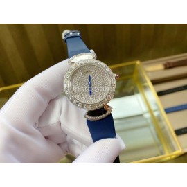 Bvlgari 36mm Diamond Dial Soft Leather Strap Watch For Women