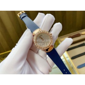 Bvlgari 36mm Diamond Gold Dial Soft Strap Watch For Women Blue