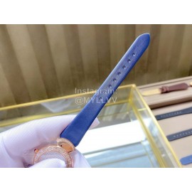 Bvlgari 36mm Diamond Gold Dial Soft Strap Watch For Women Blue