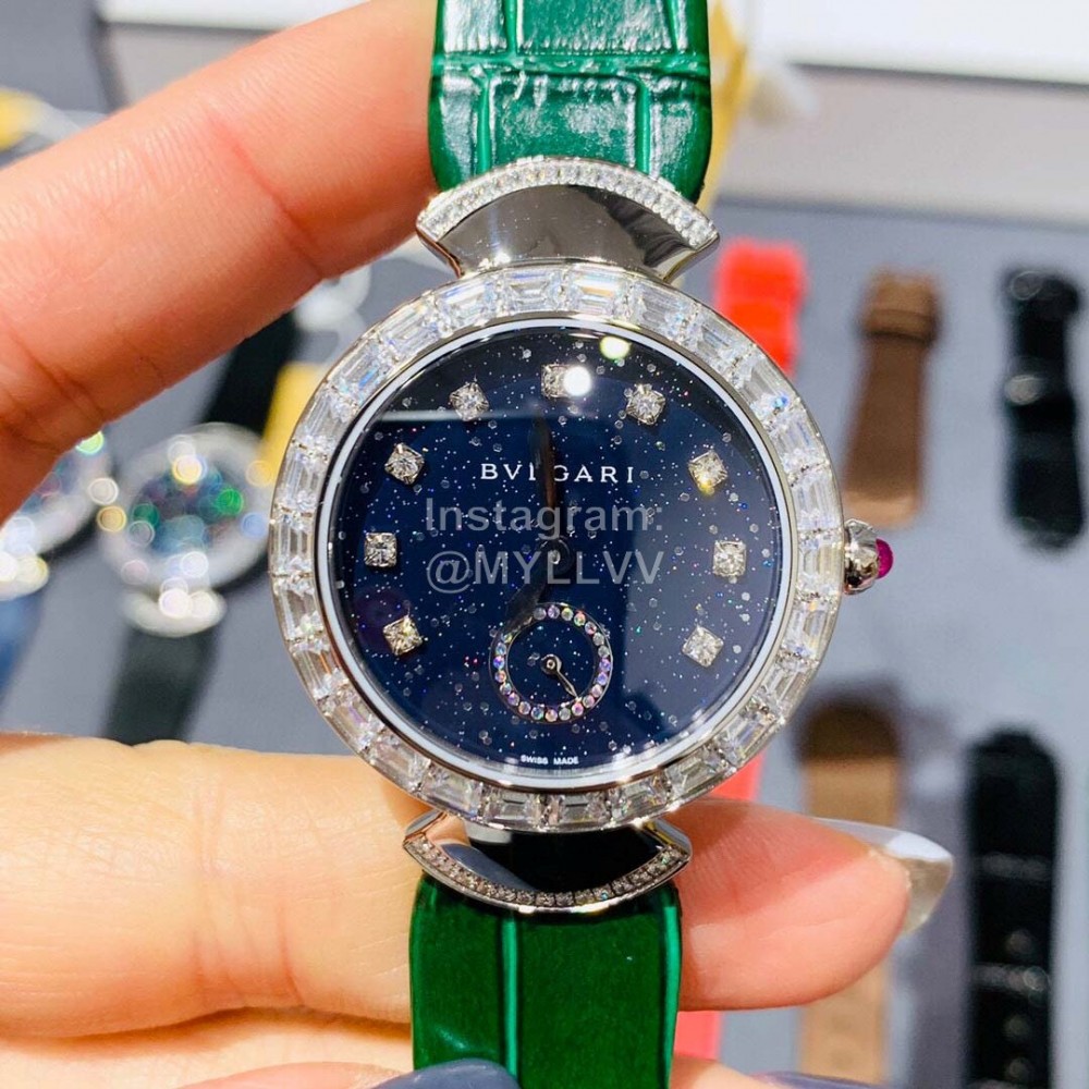Bvlgari Blingbling Diamond Soft Strap Watch Green