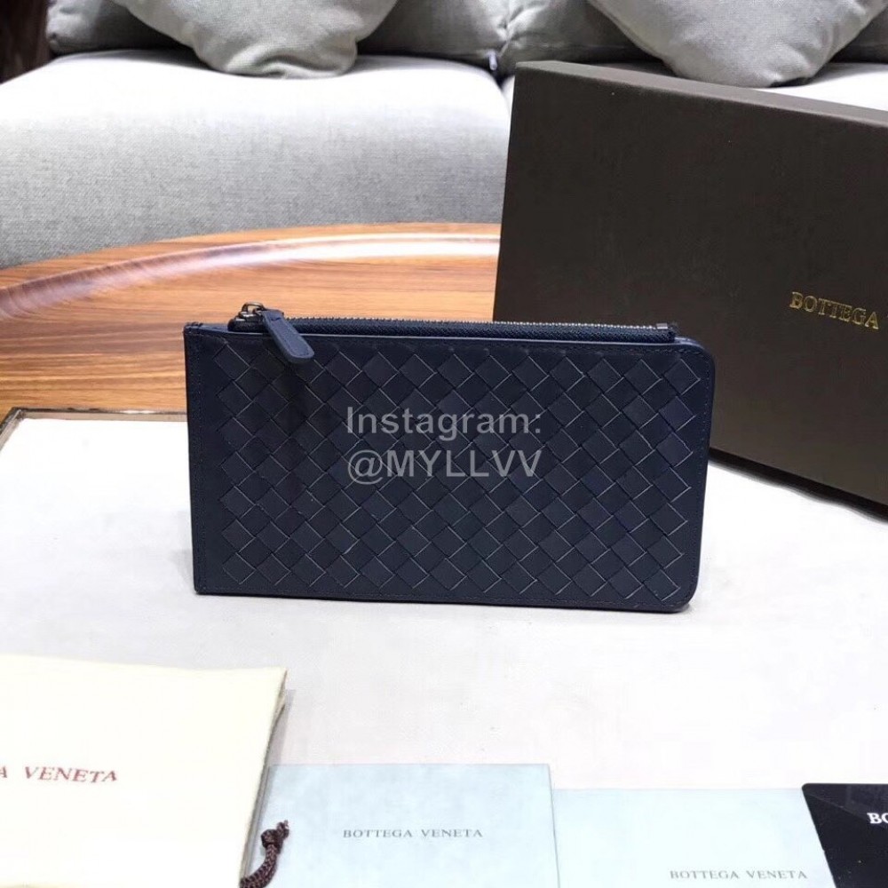 Bottega Veneta Fashion Woven Cowhide Long Zipper Wallet Blue