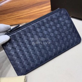 Bottega Veneta Fashion Woven Cowhide Long Zipper Wallet Blue