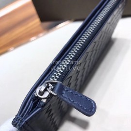Bottega Veneta Fashion Woven Cowhide Long Zipper Wallet Blue