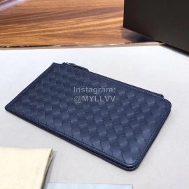 Bottega Veneta Fashion Woven Cowhide Long Zipper Wallet Blue