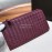 Bottega Veneta Fashion Woven Cowhide Long Zipper Wallet Purplish Red