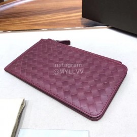 Bottega Veneta Fashion Woven Cowhide Long Zipper Wallet Purplish Red