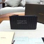 Bottega Veneta Fashion Woven Cowhide Long Zipper Wallet Black