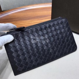 Bottega Veneta Fashion Woven Cowhide Long Zipper Wallet Black