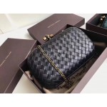 Bottega Veneta Sheepskin Woven Antique Hand Bag Black