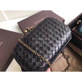 Bottega Veneta Sheepskin Woven Antique Hand Bag Black