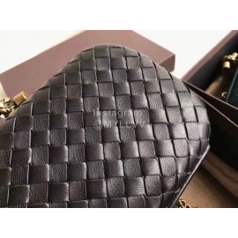 Bottega Veneta Sheepskin Woven Antique Hand Bag Black