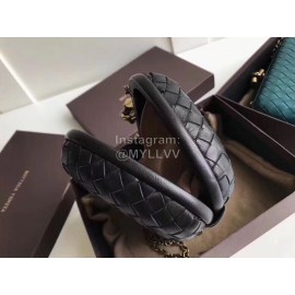 Bottega Veneta Sheepskin Woven Antique Hand Bag Black