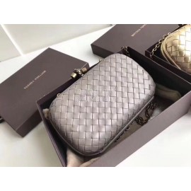 Bottega Veneta Sheepskin Woven Antique Hand Bag Gray