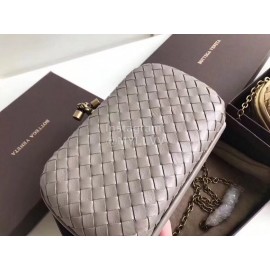 Bottega Veneta Sheepskin Woven Antique Hand Bag Gray