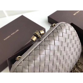 Bottega Veneta Sheepskin Woven Antique Hand Bag Gray