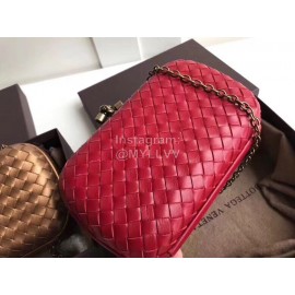 Bottega Veneta Sheepskin Woven Antique Hand Bag Red
