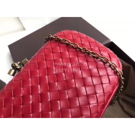 Bottega Veneta Sheepskin Woven Antique Hand Bag Red